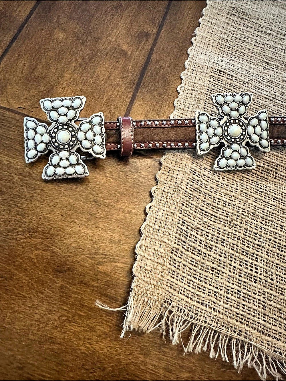 Leather Western Belt in Brown Size 36